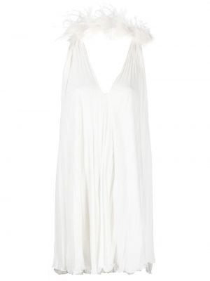Плисирана мини рокля с пера Styland бяло