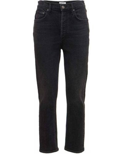 Bavlnené džínsy s rovným strihom Agolde čierna