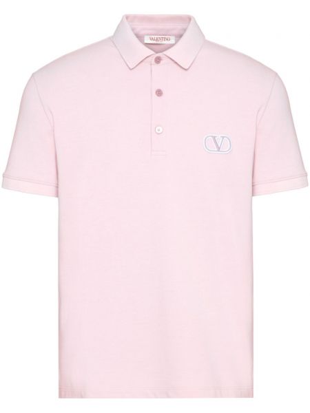 Памучна поло тениска Valentino Garavani розово