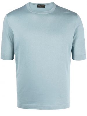 Βαμβακερή μπλούζα με στρογγυλή λαιμόκοψη Dell'oglio μπλε