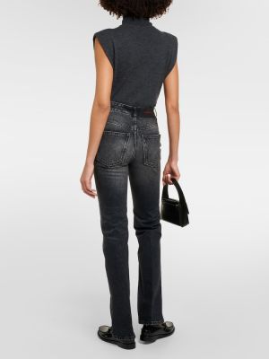 Straight fit džíny s vysokým pasem Ferragamo černé