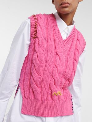 Chaleco de lana de punto con trenzado Marni rosa
