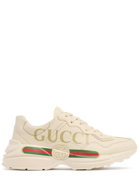 Trykt læder sneakers Gucci Rhyton