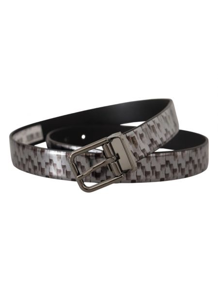 Cinturón de cuero con hebilla Dolce & Gabbana gris