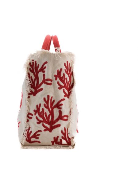 Shopper handtasche aus baumwoll mit taschen Mc2 Saint Barth weiß