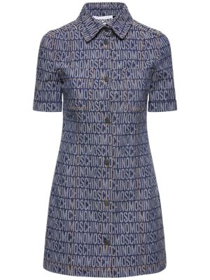 Žakárové mini šaty Moschino modré
