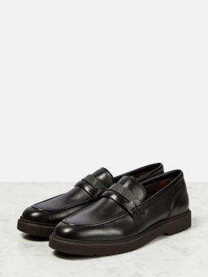 Pantofi loafer din piele Brunello Cucinelli negru