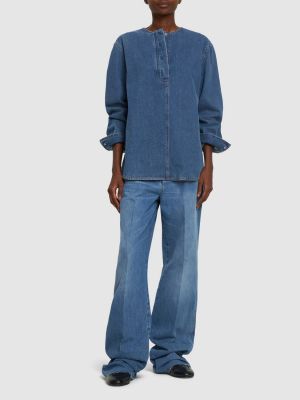Kokvilnas džinsa krekls Toteme zils