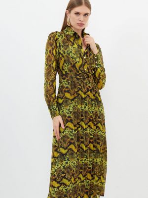 Платье миди с принтом со змеиным принтом Karen Millen