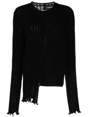 Sweter z kaszmiru z przetarciami asymetryczny Uma Wang czarny
