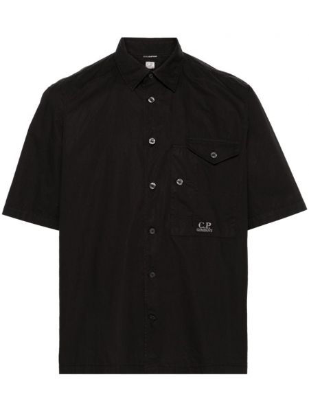Medvilninė siuvinėta marškiniai C.p. Company juoda