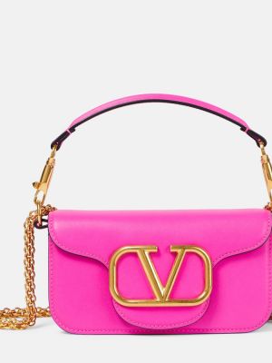 Кожени чанта за ръка Valentino Garavani розово