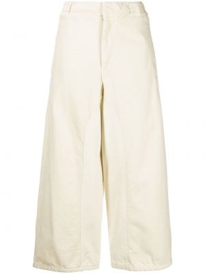 Luźne spodnie bawełniane z paskiem Lemaire - biały