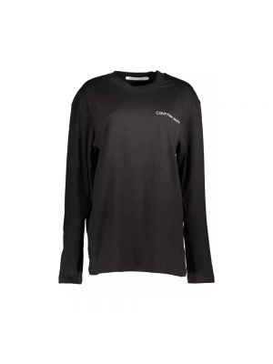 Koszulka bawełniana z długim rękawem Calvin Klein czarna