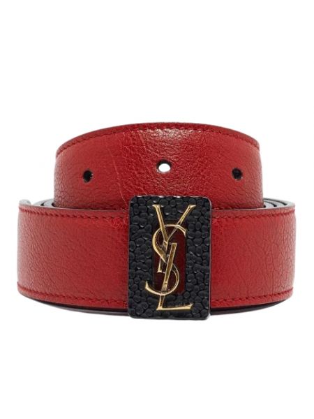 Pasek skórzany retro Yves Saint Laurent Vintage czerwony