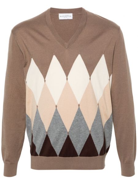 Pull long à motif argyle Ballantyne marron