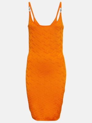 Жаккард платье мини Versace оранжевое
