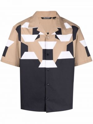 Camisa con estampado con estampado geométrico Neil Barrett marrón
