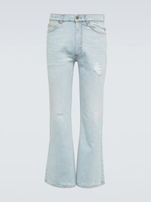 Straight fit džíny s oděrkami Erl modré