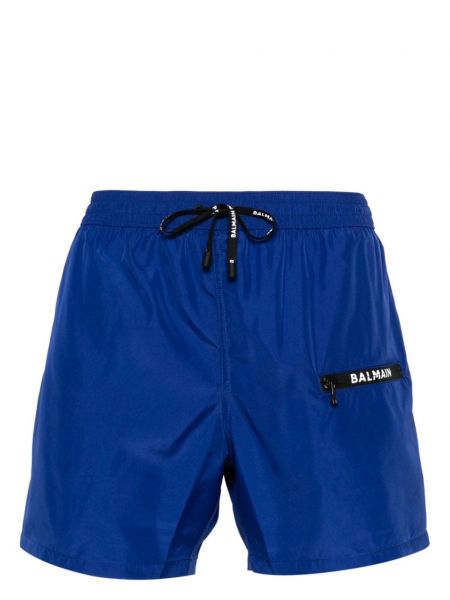 Shorts à imprimé Balmain bleu