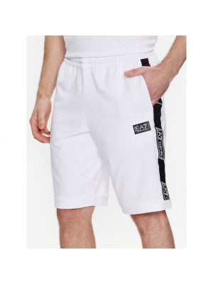 Pantaloni scurți de sport Ea7 Emporio Armani alb