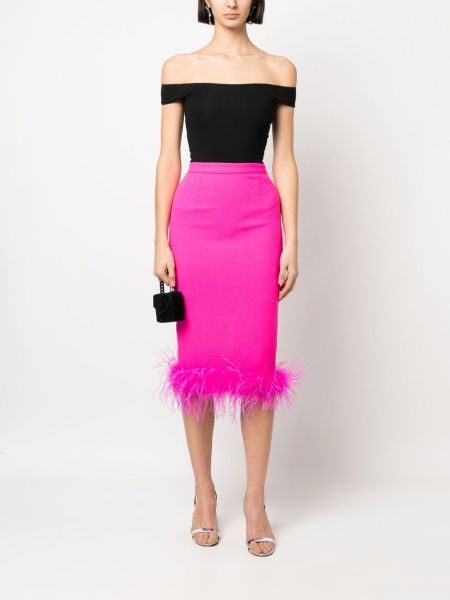 Vlněné pouzdrová sukně z peří Styland růžové