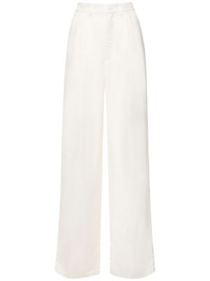 Ľanové rovné nohavice Anine Bing biela