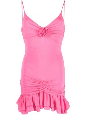 Φλοράλ κοκτέιλ φόρεμα με βολάν Blumarine ροζ