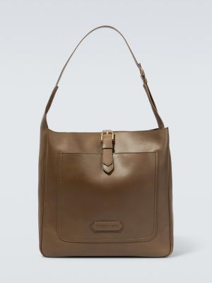 Kožená nákupná taška Tom Ford hnedá