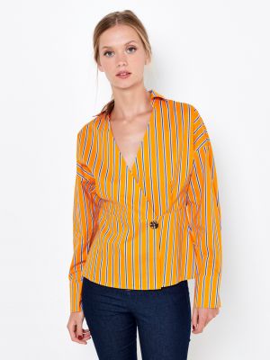 Bluza s črtami Camaieu oranžna
