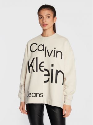 Sportinis džemperis oversize Calvin Klein Jeans smėlinė
