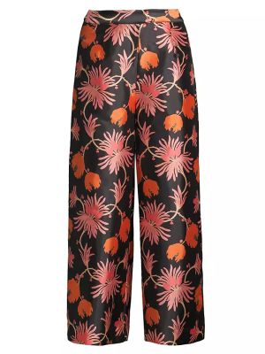Шелковые брюки в цветочек с принтом Frances Valentine