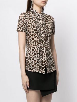 Leopardí košile s potiskem Fendi Pre-owned hnědá