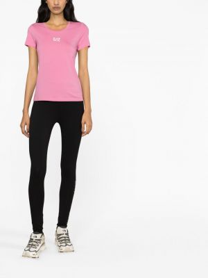 Jersey t-shirt aus baumwoll mit print Ea7 Emporio Armani pink