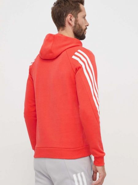 Mikina s kapucí s potiskem Adidas červená