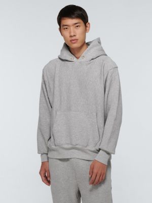 Pamučna hoodie s kapuljačom Les Tien siva