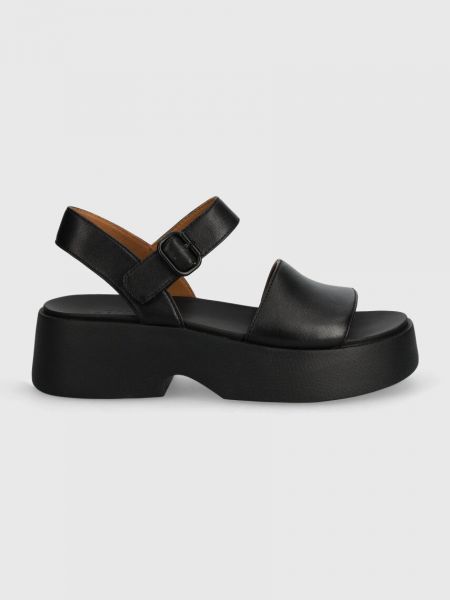 Kožne sandale s platformom Camper crna