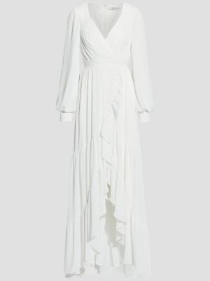 Kopertowa sukienka długa Badgley Mischka, biały
