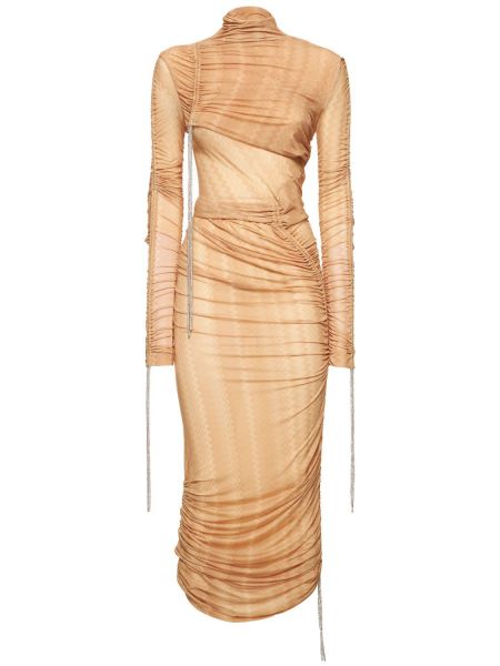 Vestido con volantes de tela jersey Missoni beige