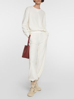 Bavlněné lněné rovné kalhoty Loro Piana bílé