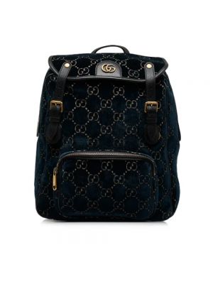 Aksamitny plecak Gucci Vintage niebieski