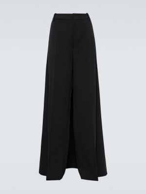Spodnie klasyczne wełniane relaxed fit Valentino czarne