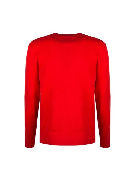 Sweter bawełniany z okrągłym dekoltem Tommy Hilfiger czerwony