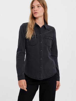 Джинсовая рубашка с длинным рукавом Vero Moda черная