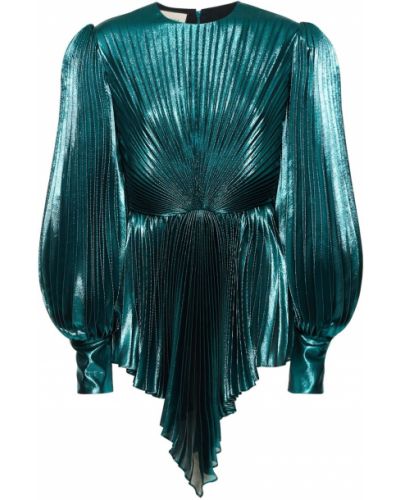 Rochie mini de mătase plisată Gucci albastru