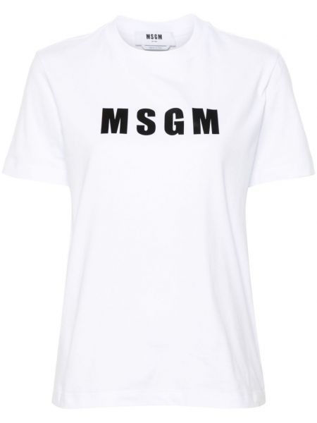 T-shirt en coton à imprimé Msgm blanc