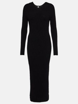 Vlněné dlouhé šaty Totême černé