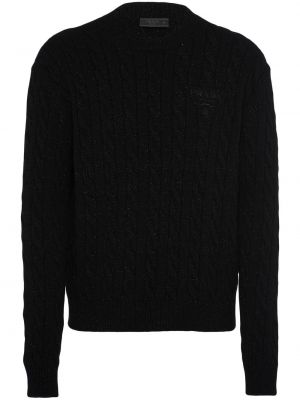 Пуловер бродиран Prada черно