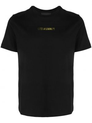 Памучна тениска с принт Les Hommes черно