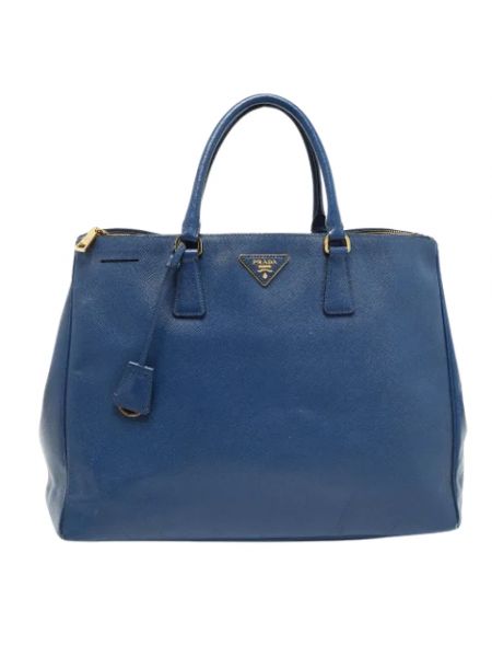 Duże torby skórzana retro Prada Vintage niebieska